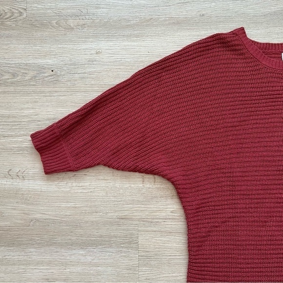 Juniper Ln Maternity Dolman Sleeve Sweater Rust Red Cable Knit Back Buttons Sz M - Picture 2 of 7